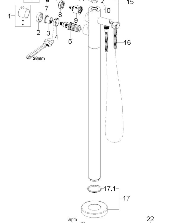 Wiesbaden Caral Thermostatische Badmengkraan - Mat Zwart