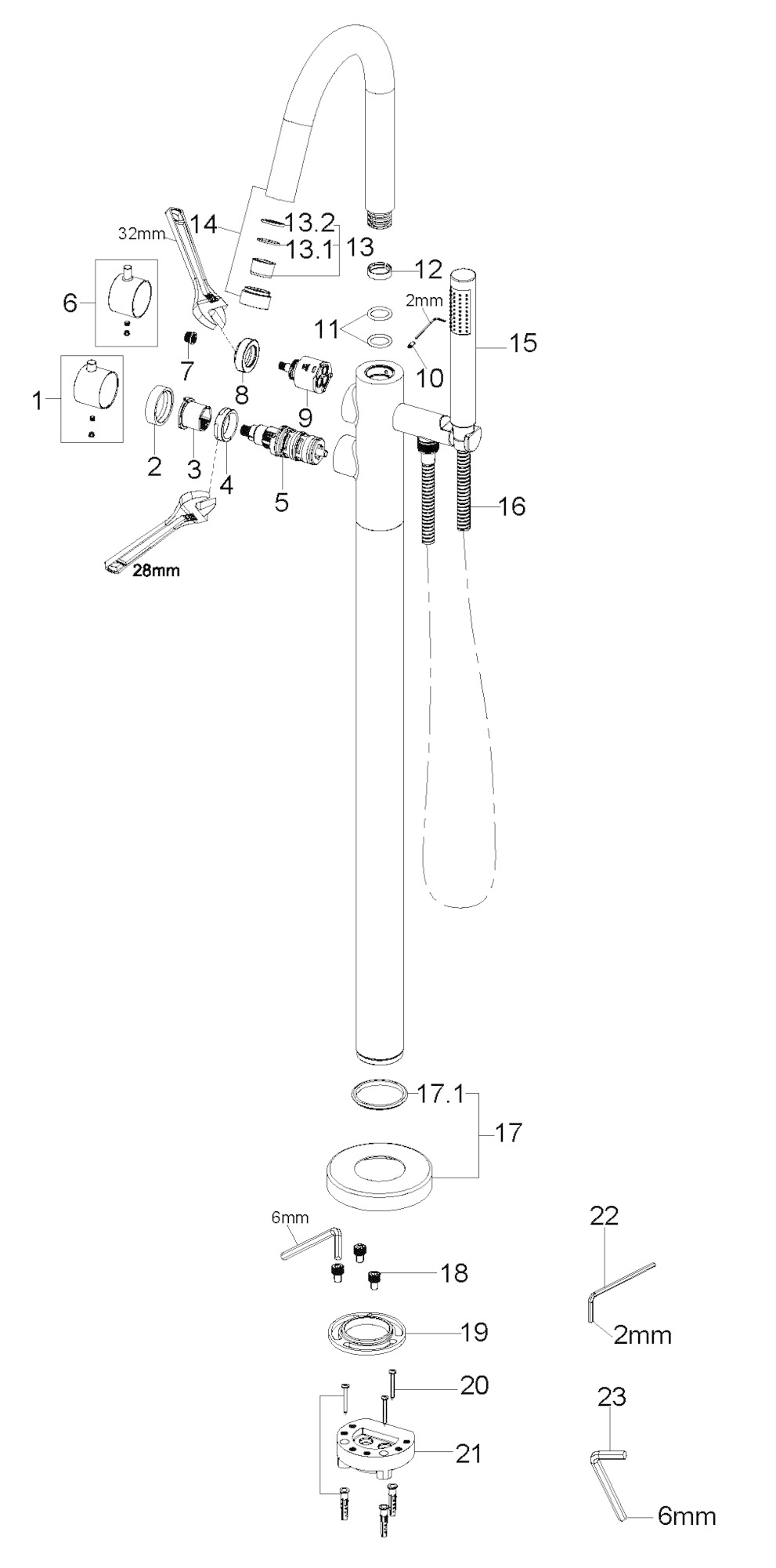 Wiesbaden Caral Thermostatische Badmengkraan - Mat Zwart
