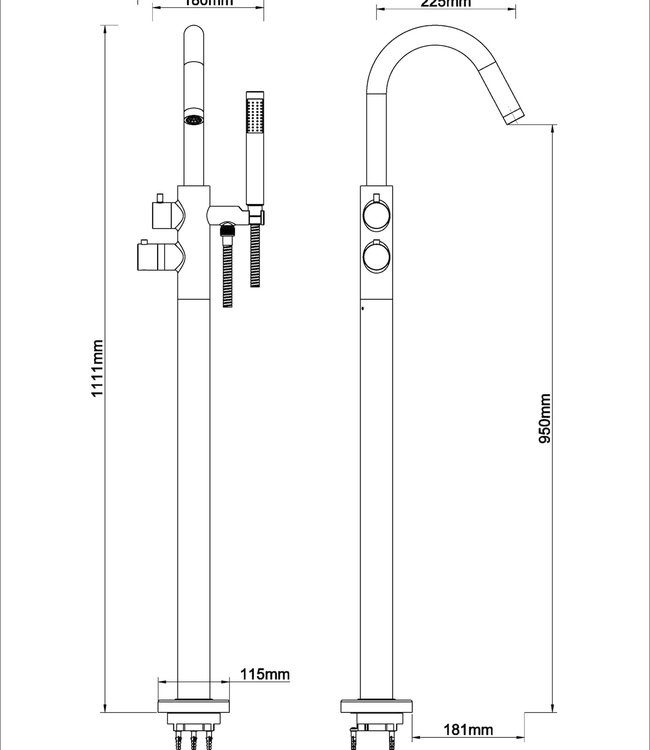 Wiesbaden Caral Thermostatische Badmengkraan - Mat Zwart