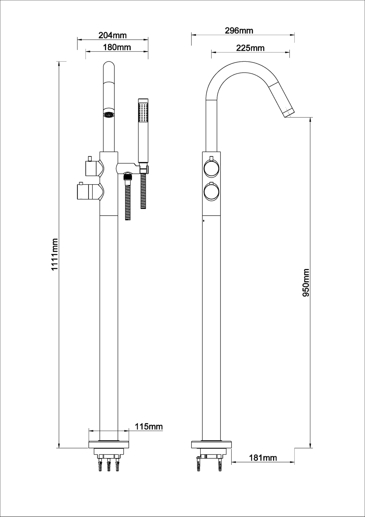 Wiesbaden Caral Thermostatische Badmengkraan - Mat Zwart