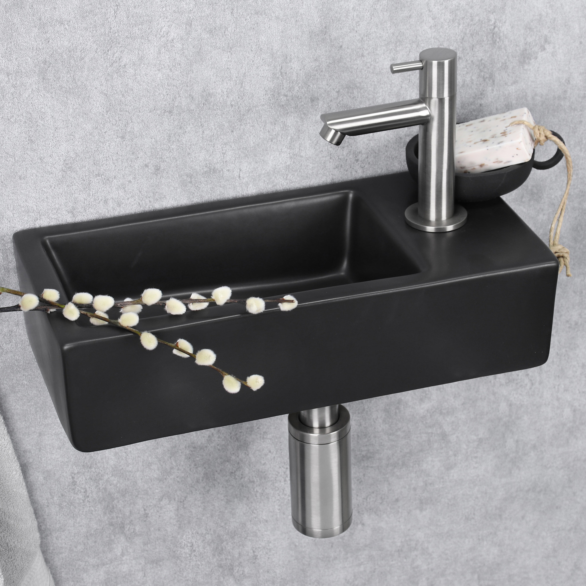 Differnz Differnz Hator Fonteinset - 37,5 x 18,5 x 9 cm - Mat Zwart
