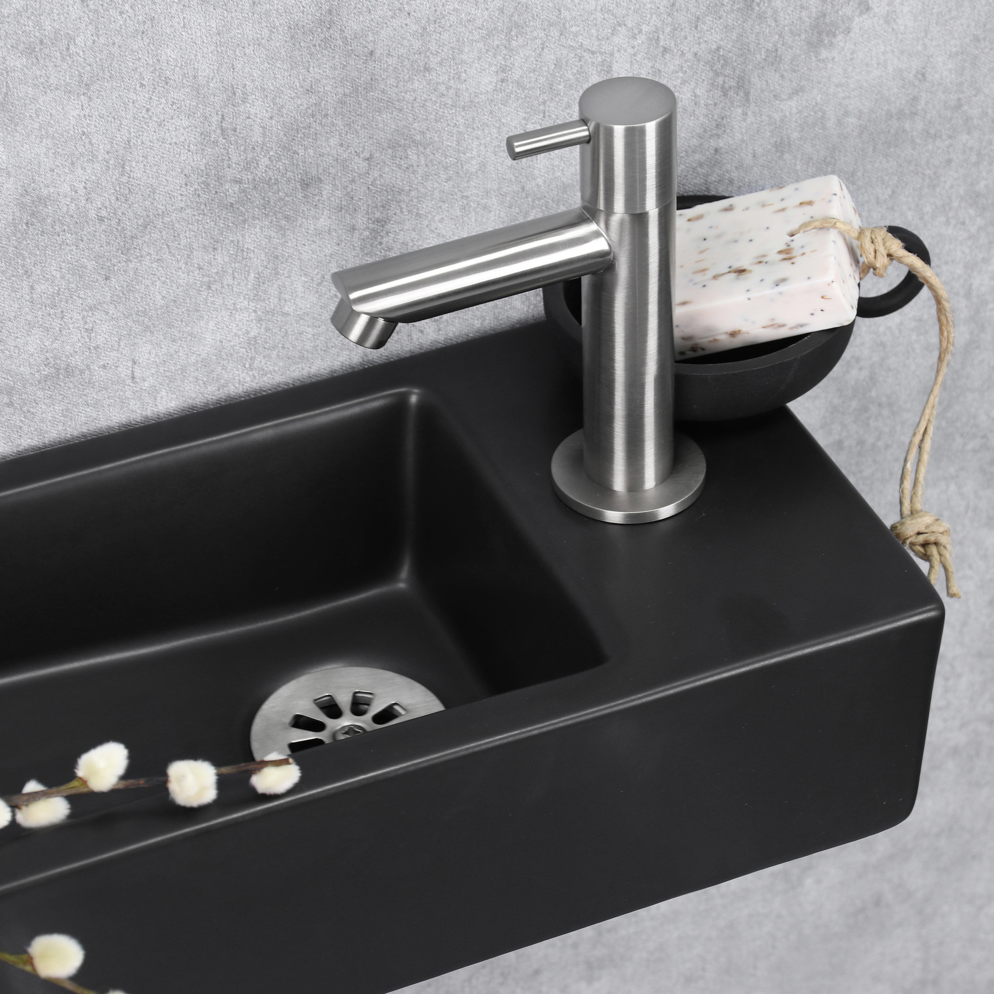 Differnz Differnz Hator Fonteinset - 37,5 x 18,5 x 9 cm - Mat Zwart