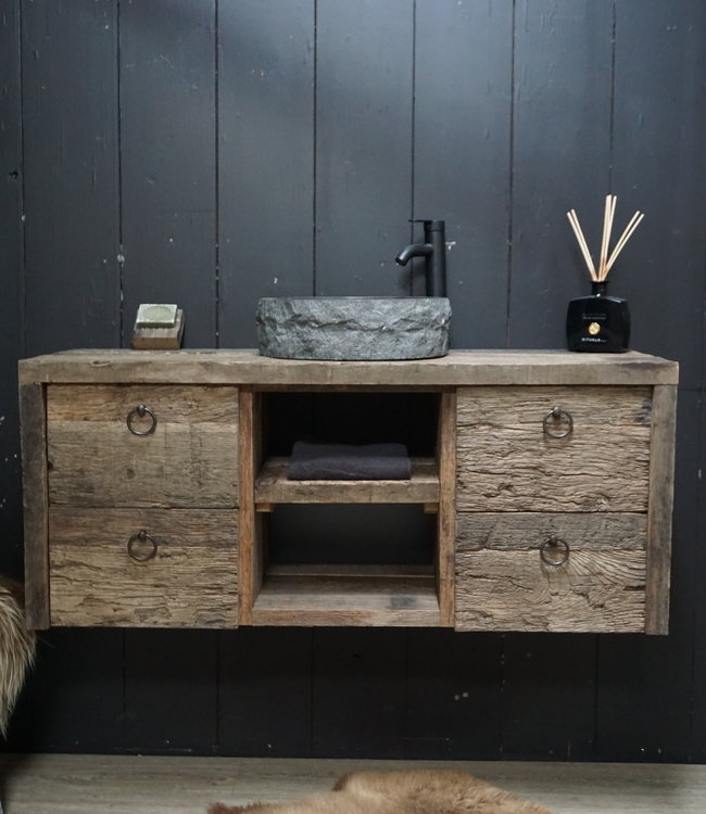 Rene Houtman Raaf Badkamermeubel Zwevend Oud Eikenhout - 100-160 cm