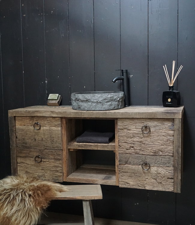 Rene Houtman Raaf Badkamermeubel Zwevend Oud Eikenhout - 100-160 cm