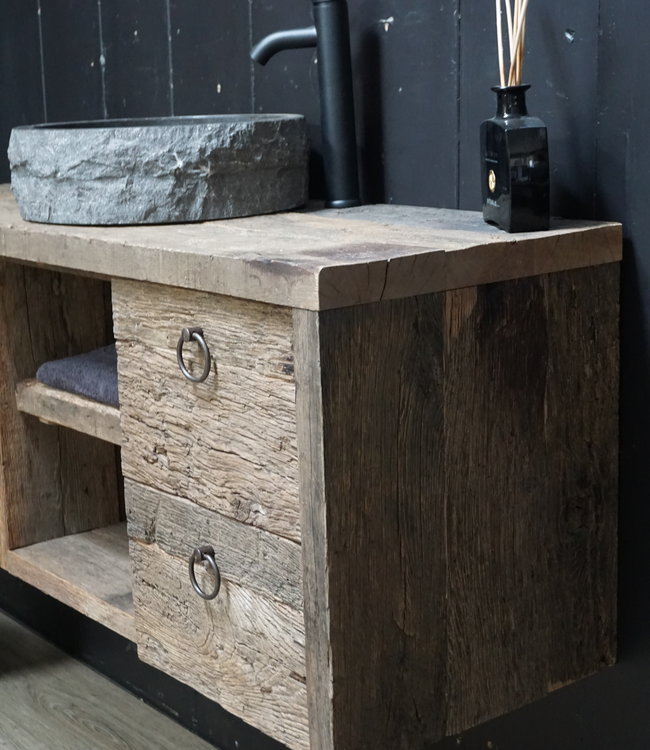 Rene Houtman Raaf Badkamermeubel Zwevend Oud Eikenhout - 100-160 cm