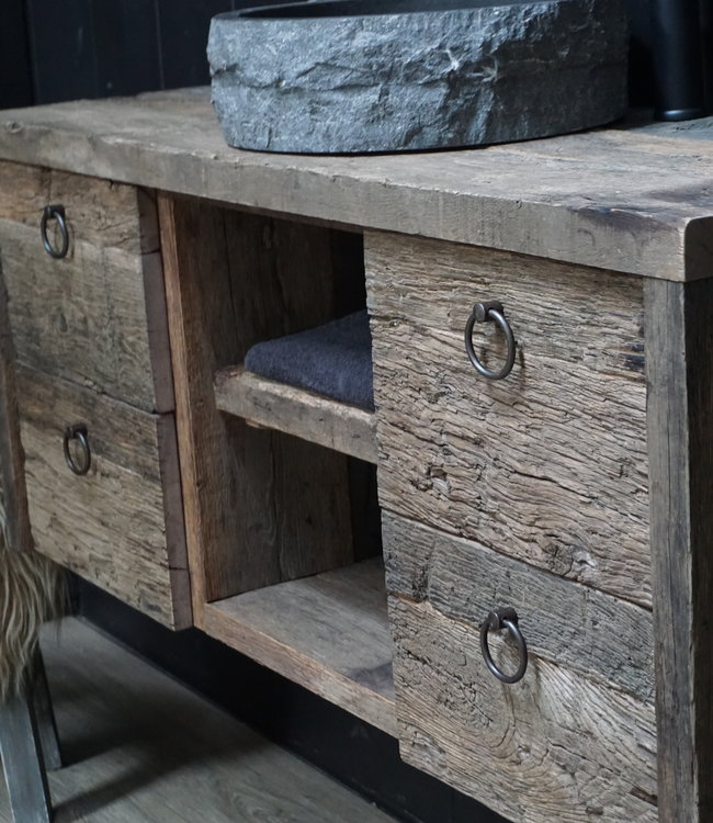 Rene Houtman Raaf Badkamermeubel Zwevend Oud Eikenhout - 100-160 cm