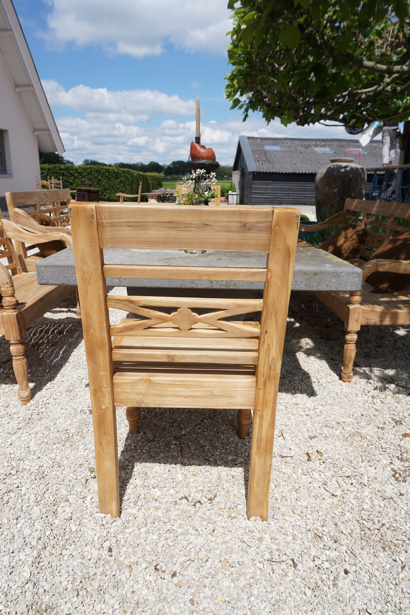 Rene Houtman Stoel Hout Teak Flower 50x4x90 cm