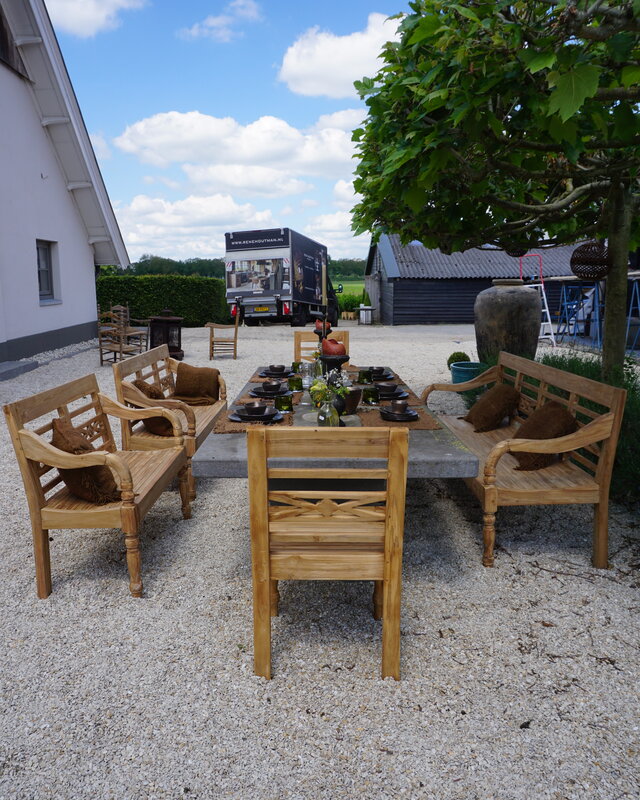 Rene Houtman Stoel Hout Teak Flower 50x4x90 cm