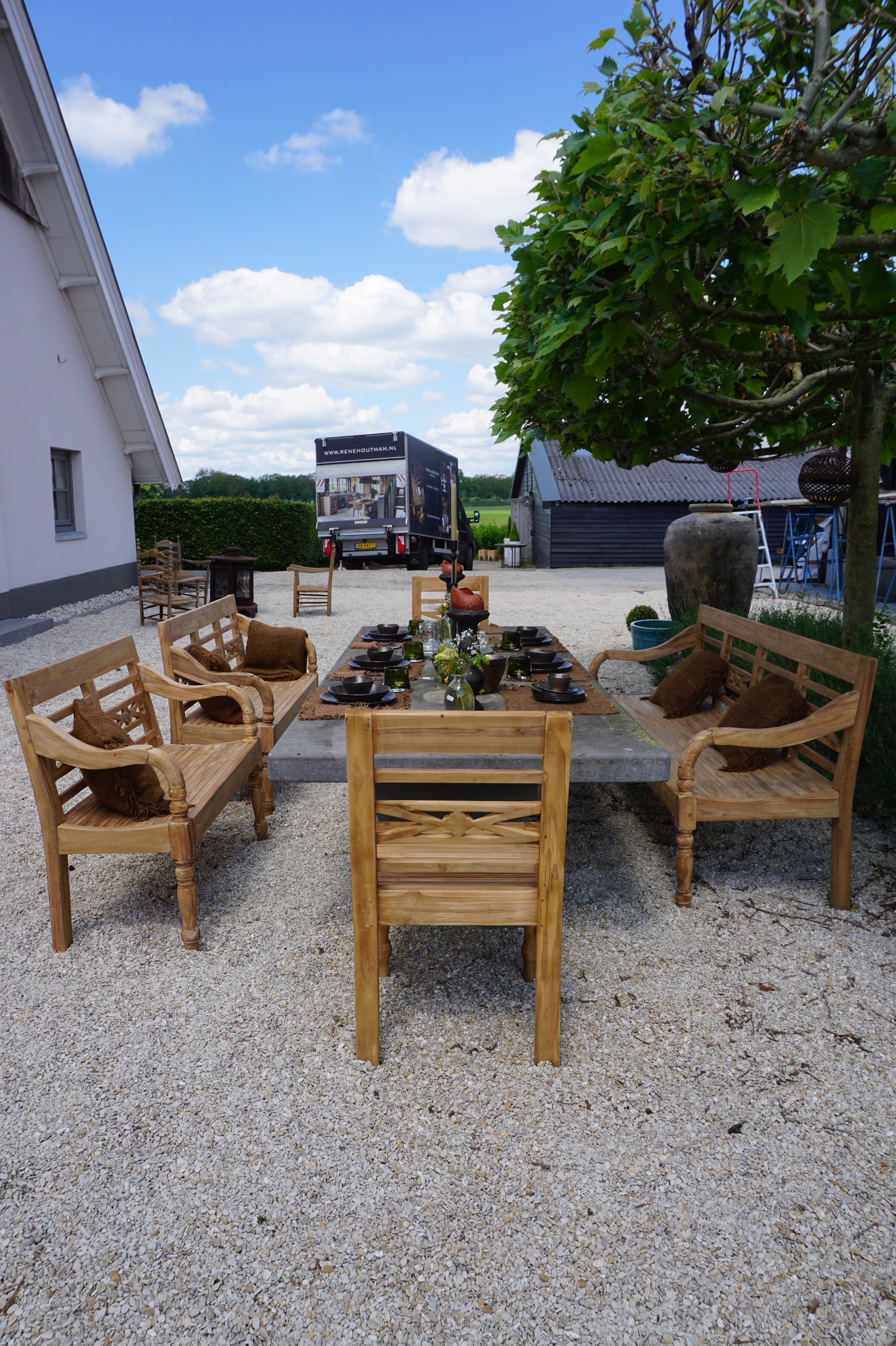 Rene Houtman Stoel Hout Teak Flower 50x4x90 cm