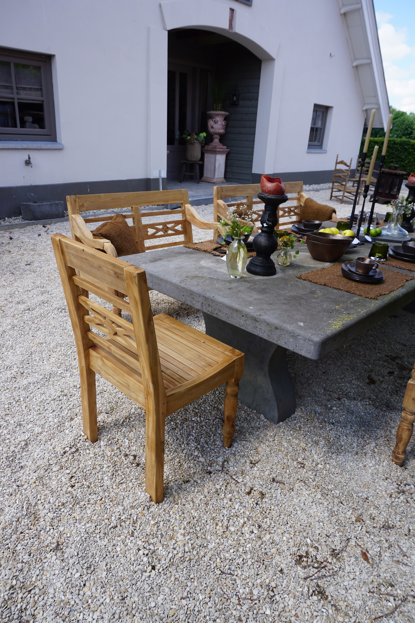 Rene Houtman Stoel Hout Teak Flower 50x4x90 cm