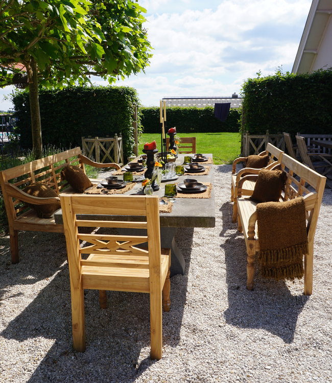 Rene Houtman Tuinbank Flower 4-zits Teak 190x50x89 cm