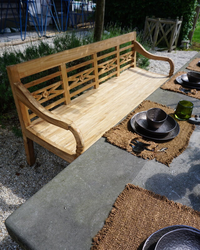 Rene Houtman Tuinbank Flower 4-zits Teak 190x50x89 cm