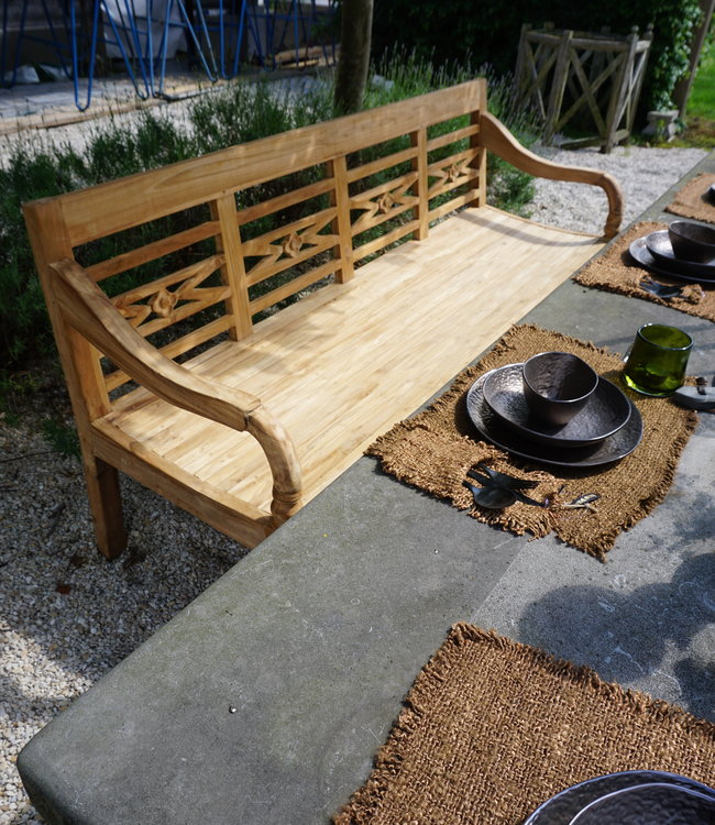 Rene Houtman Tuinbank Flower 4-zits Teak 190x50x89 cm