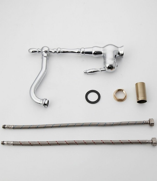 Rene Houtman Landelijke Chromen Wastafelkraan - Met Draaibare Hals