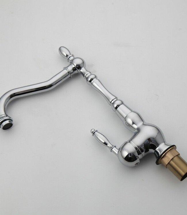 Rene Houtman Landelijke Chromen Wastafelkraan - Met Draaibare Hals