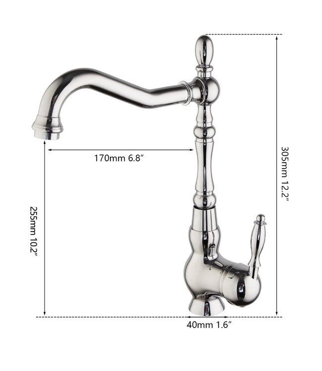 Rene Houtman Landelijke Chromen Wastafelkraan - Met Draaibare Hals