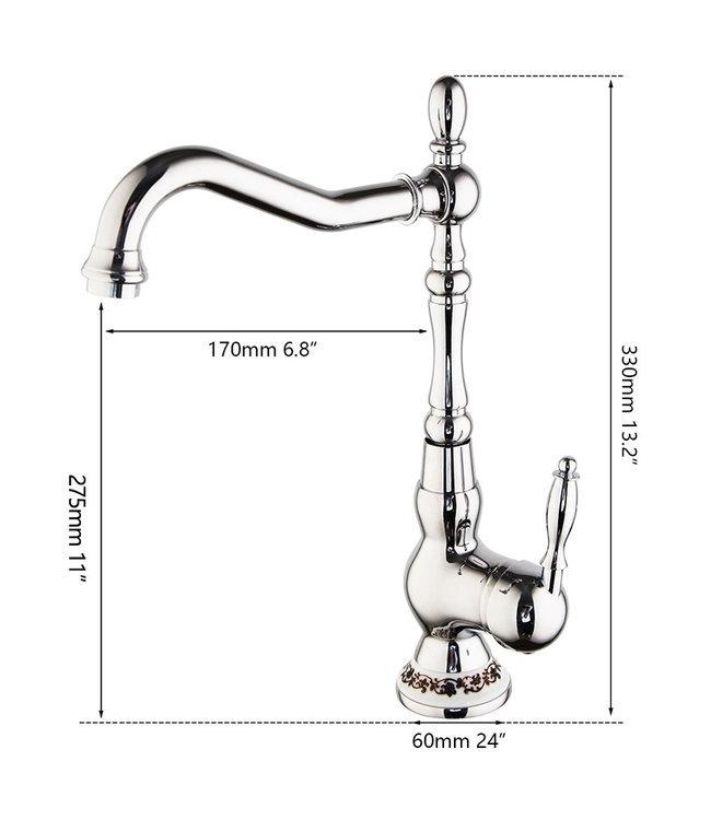 Rene Houtman Nostalgische Chromen Mengkraan - H33 cm