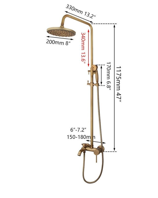 Rene Houtman Bronskleurige Regendouche - H117,5 cm