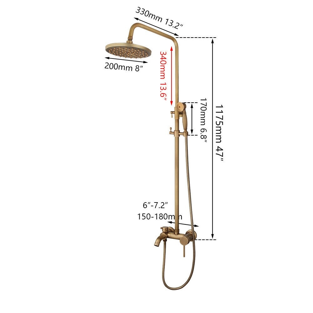 Rene Houtman Bronskleurige Regendouche - H117,5 cm