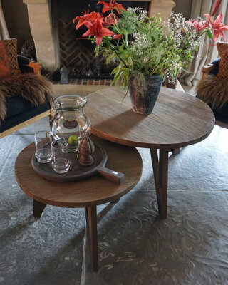 Rene Houtman Salontafel Set Van 2 - Rond Naturel B81xB60 cm
