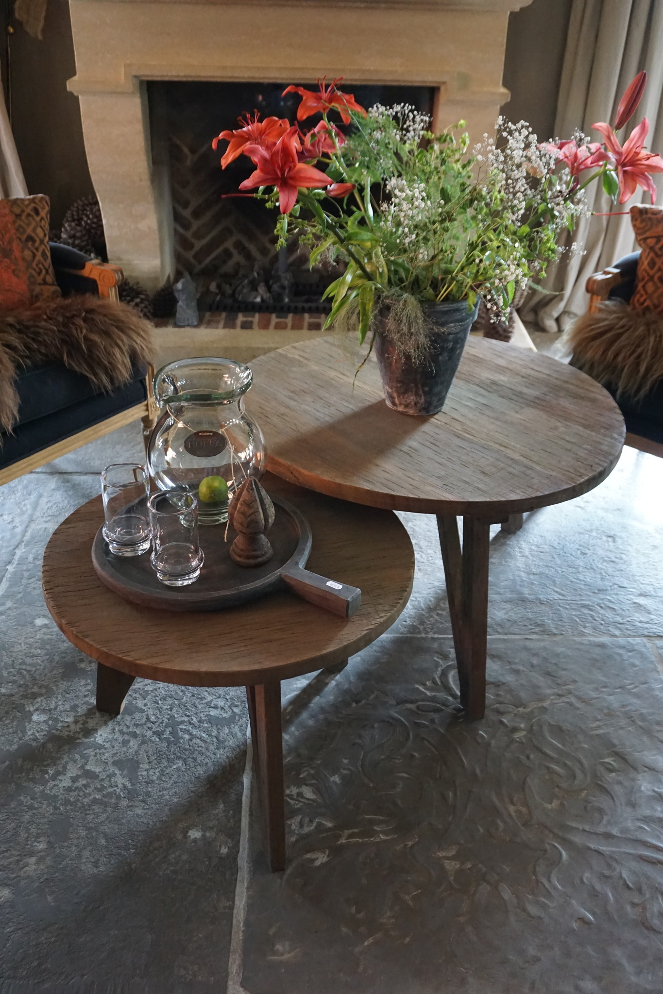 Rene Houtman Salontafel Set Van 2 - Rond Naturel B81xB60 cm