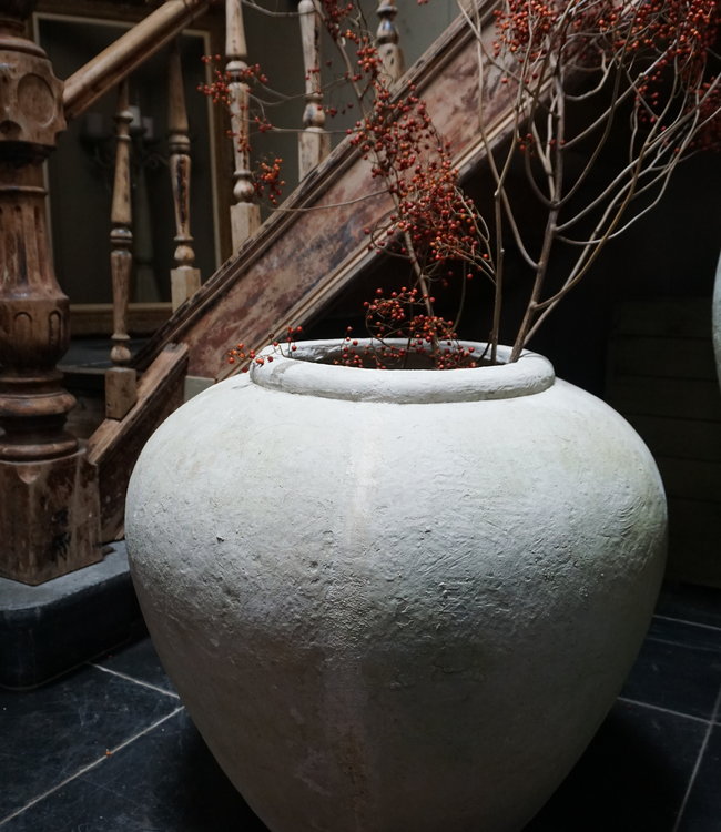 Rene Houtman Pot Kruik Oud Steen Wit H65xD70 cm