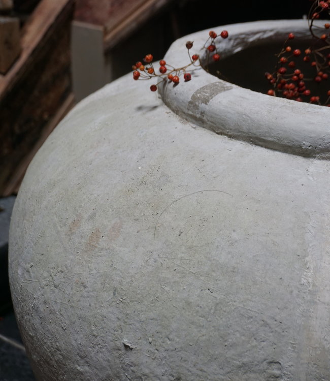 Rene Houtman Pot Kruik Oud Steen Wit H65xD70 cm