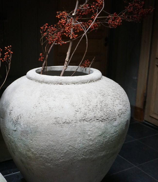 Rene Houtman Pot Kruik Oud Steen Wit H65xD70 cm
