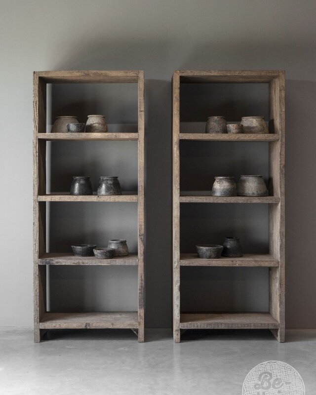 Be-Uniq Oud Houten Boekenrek - H200 x B80 x D40 cm