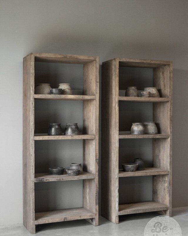 Be-Uniq Oud Houten Boekenrek - H200 x B80 x D40 cm