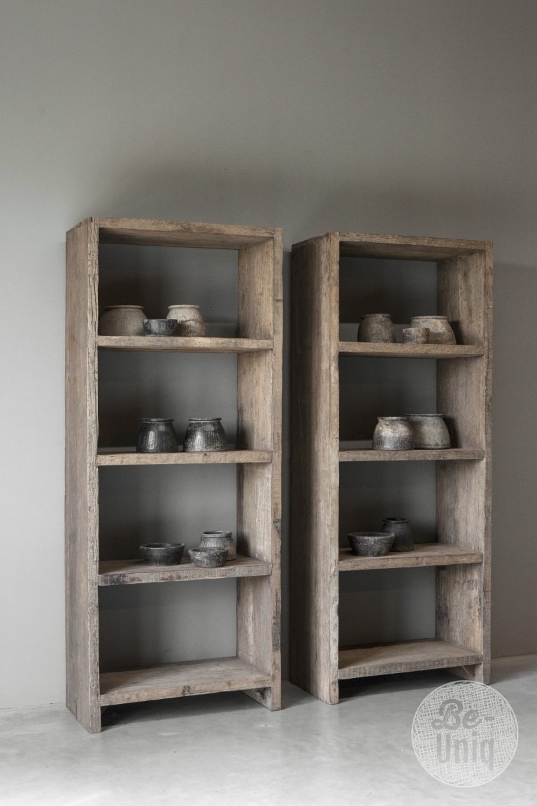 Be-Uniq Oud Houten Boekenrek - H200 x B80 x D40 cm