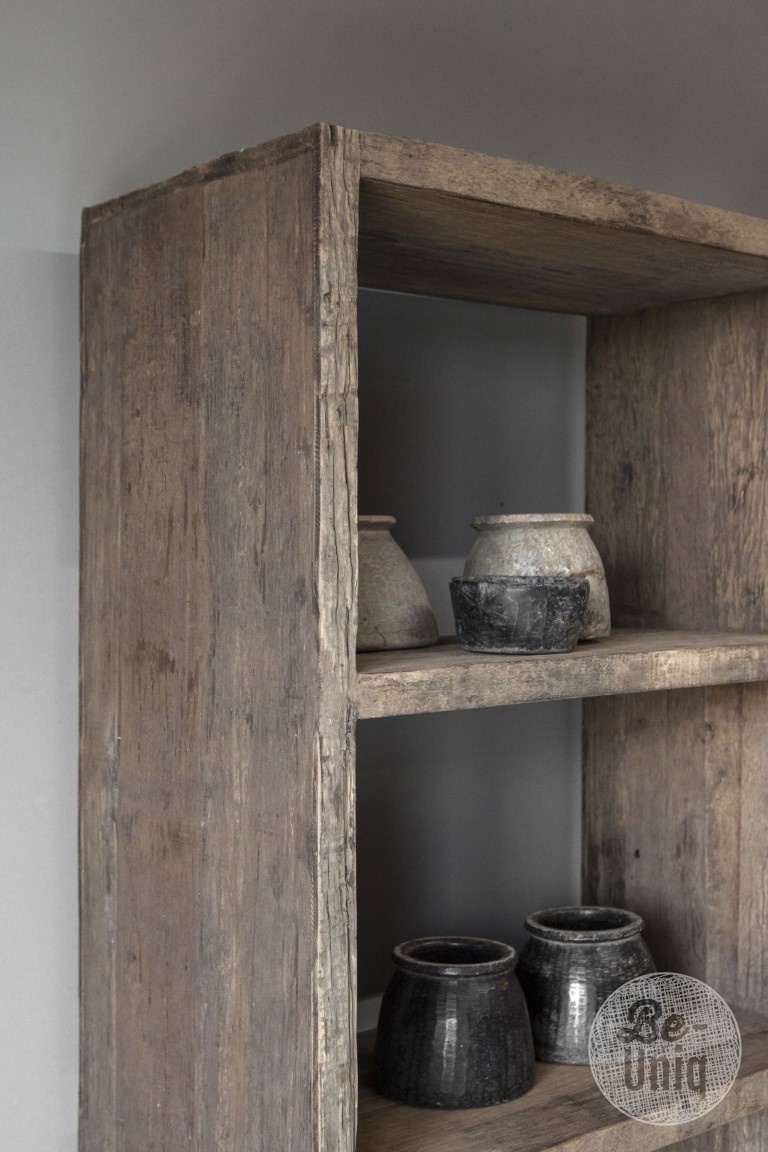 Be-Uniq Oud Houten Boekenrek - H200 x B80 x D40 cm