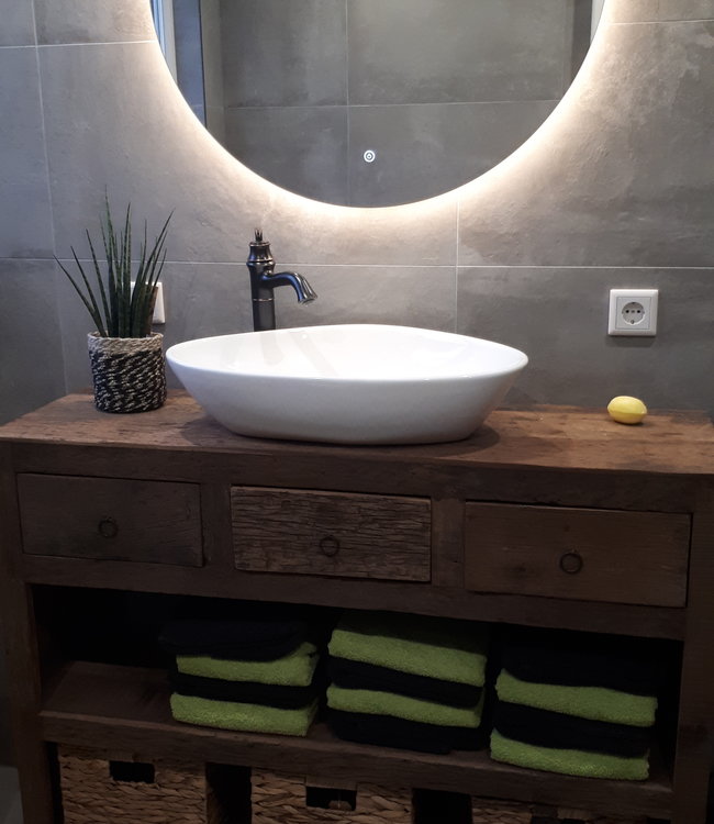 Rene Houtman Landelijk badkamermeubel met lades en planken 120 cm