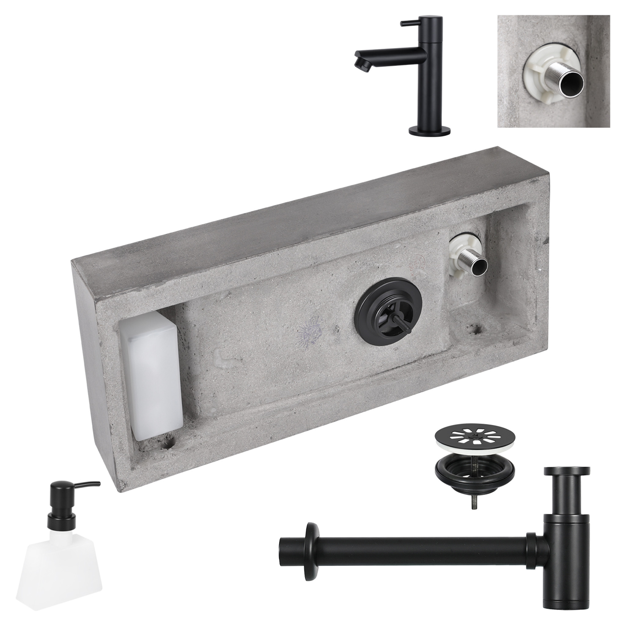 Differnz Jax Fonteinset - Donkergrijs - L42 x B18,5 x H9 cm