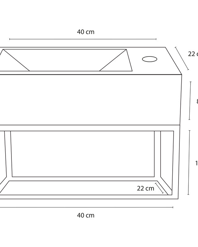 Differnz Force Fonteinset - Met Handdoekrek - L40 x B22 cm