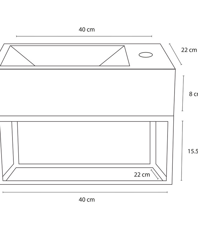 Differnz Force Fonteinset - Met Handdoekrek - L40 x B22 cm
