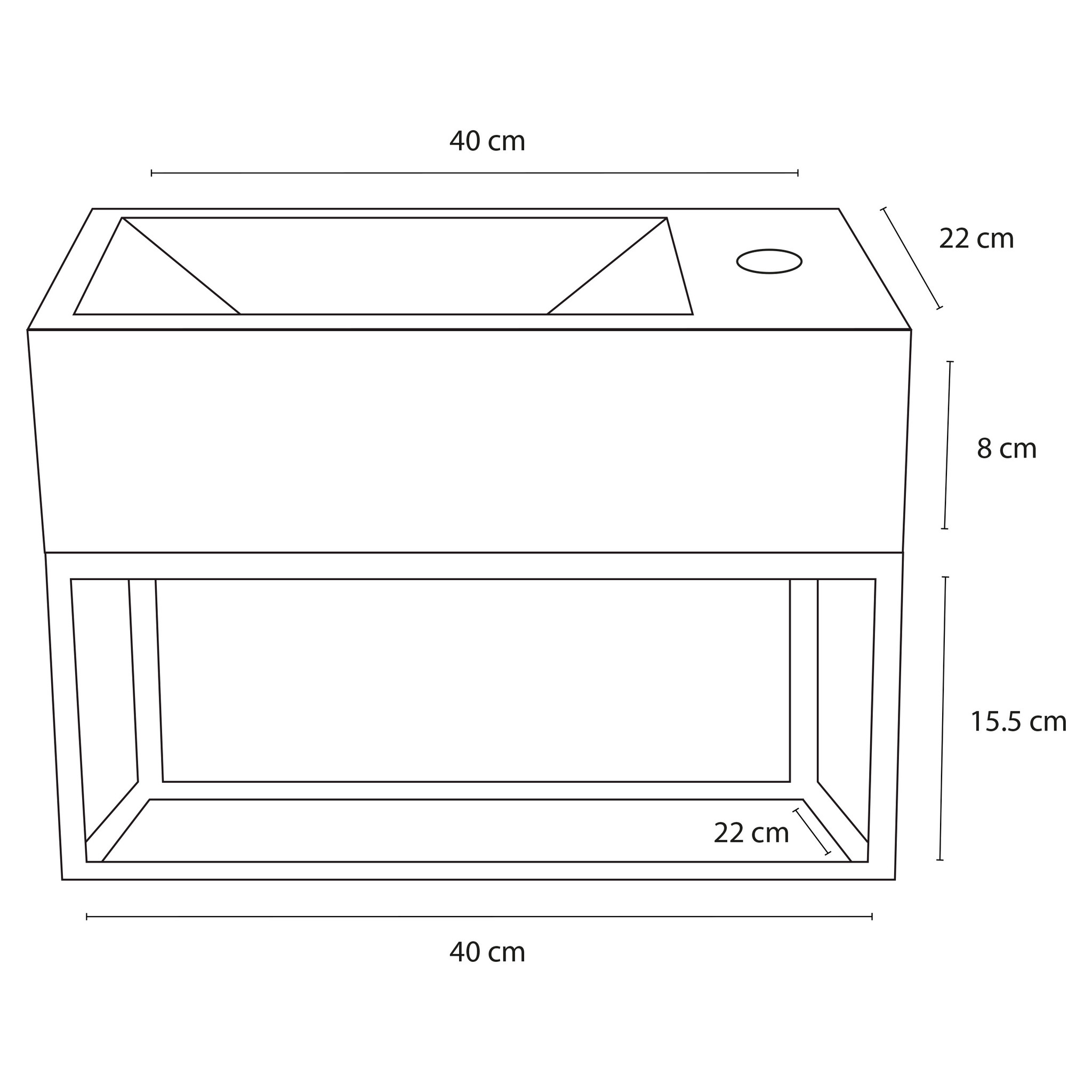 Differnz Force Fonteinset - Met Handdoekrek - L40 x B22 cm