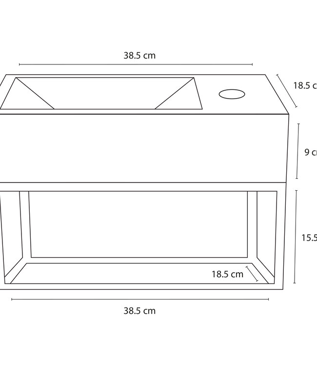 Differnz Ravo Fonteinset - Met Handdoekrek - L38,5 x B18,5 x H9 cm