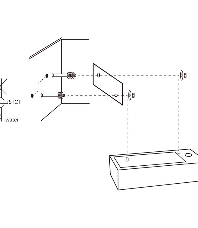 Differnz Ravo Fonteinset - Met Handdoekrek - L38,5 x B18,5 x H9 cm