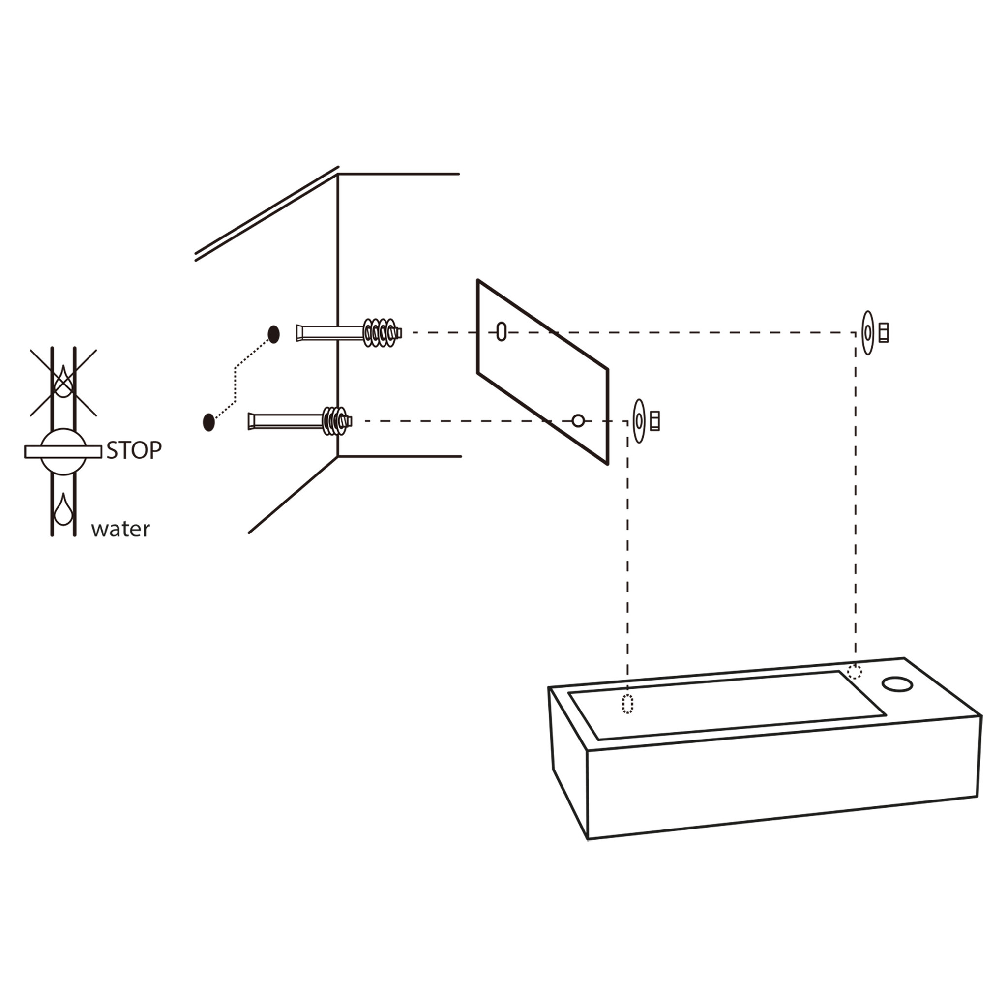 Differnz Ravo Fonteinset - Met Handdoekrek - L38,5 x B18,5 x H9 cm