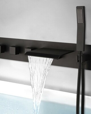 Rene Houtman Luxe Zwarte Inbouw Badkraan - B60 cm