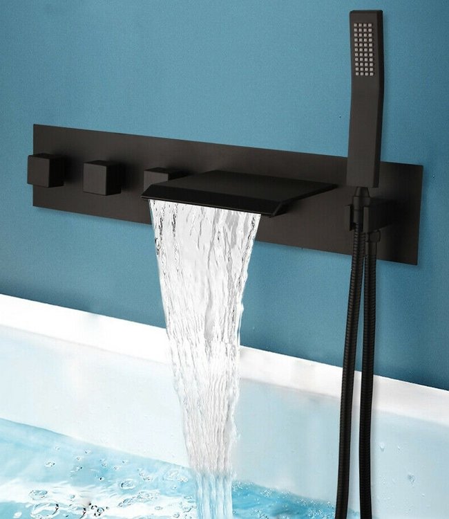 Rene Houtman Luxe Zwarte Inbouw Badkraan - L20 cm