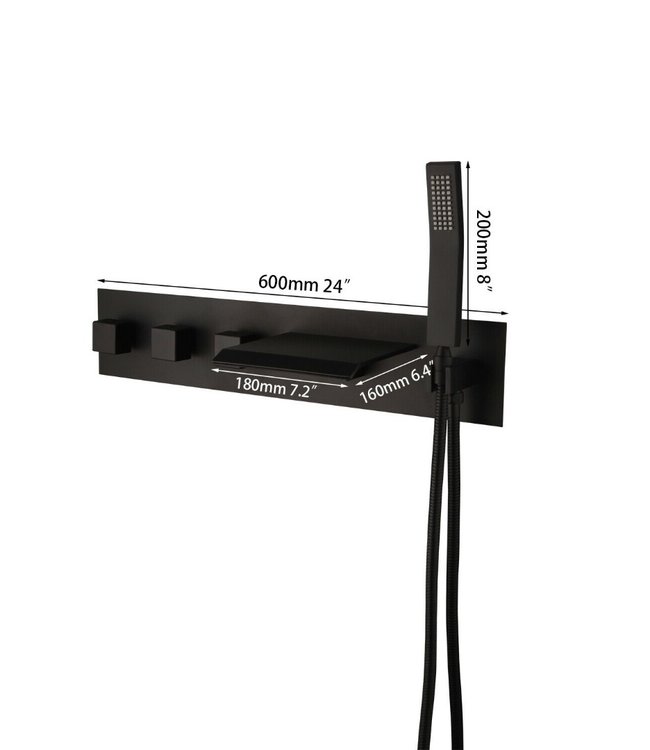 Rene Houtman Luxe Zwarte Inbouw Badkraan - L20 cm