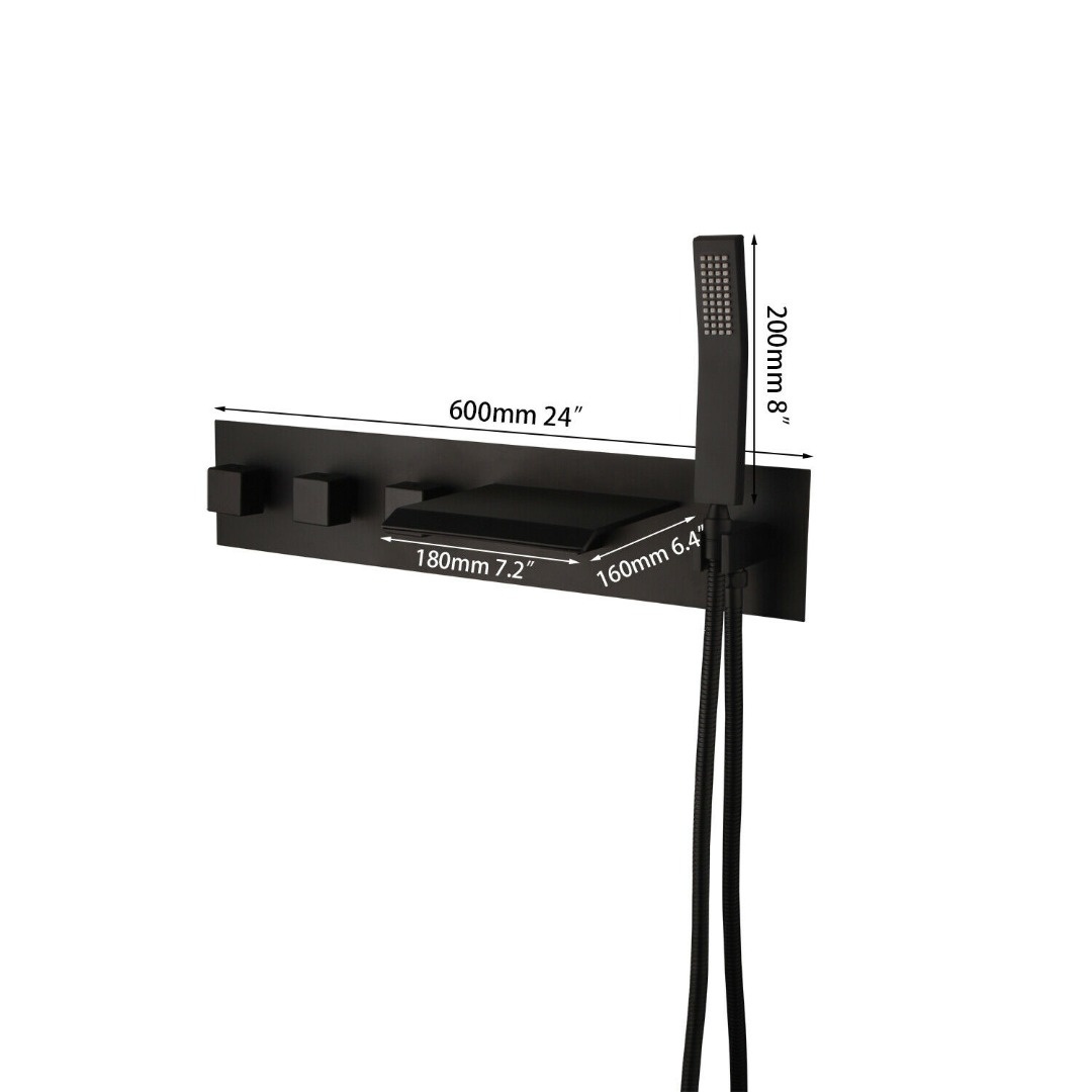 Rene Houtman Luxe Zwarte Inbouw Badkraan - L20 cm
