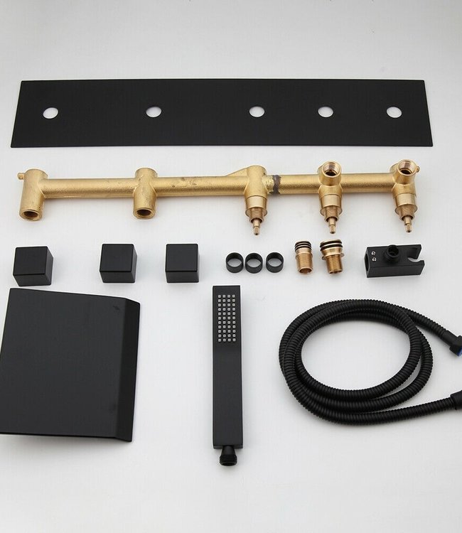 Rene Houtman Luxe Zwarte Inbouw Badkraan - L20 cm