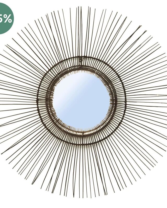 Bazar Bizar The Tropical Spiegel - Zwart - L- Diameter 85 cm