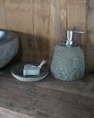 Rene Houtman Zeepdispenser + Schaaltje Natuursteen Set-003