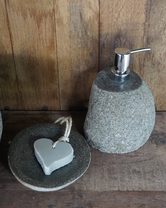 Rene Houtman Zeepdispenser + Schaaltje Natuursteen Set-003