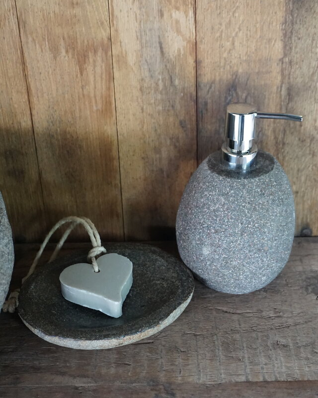 Rene Houtman Zeepdispenser + Schaaltje Natuursteen Set-004