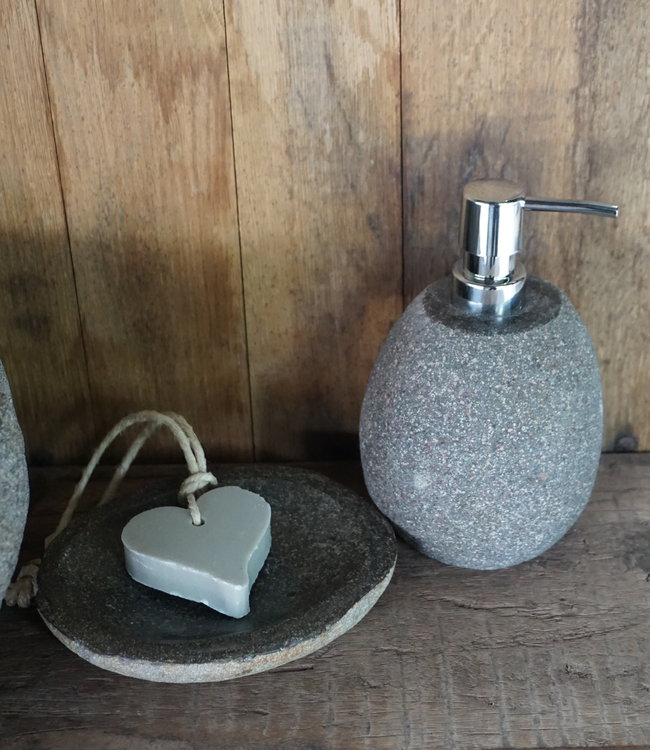 Rene Houtman Zeepdispenser + Schaaltje Natuursteen Set-004